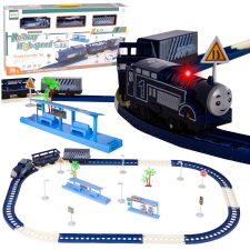  Vasúti puzzle pálya vonattal és vagonnal, 39 darabos készlet autópálya és játékautó