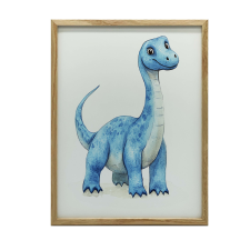 VÁSZNAFESTMÉNY KÉK DINOSAUSZURUS FANTÁZIA FÖLDBEN 30x40 CM grafika, keretezett kép
