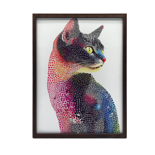 VÁSZNAK FESTŐ MACSKA SZÍNES MOZAIKBAN KERET NÉLKÜL 50x70 CM grafika, keretezett kép