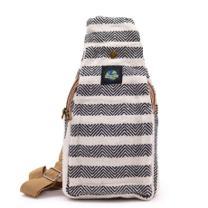  Vászon Cross-Body Táska - Fekete és Fehér