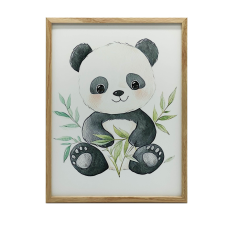  VÁSZON FESTMÉNY ARNYOS PANDA A LEVELEK KÖZÖTT PREMIUM VÁSZON 70x100 grafika, keretezett kép