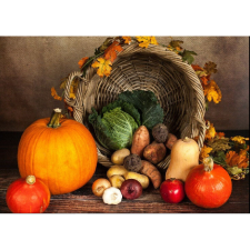  Vászon festmény, MÉDIA, Kosár zöldségekkel, 105 x 70 cm grafika, keretezett kép