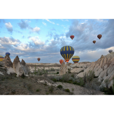  Vászon festmény, MÉDIA, Léggömbös utazás, 105 x 70 cm grafika, keretezett kép