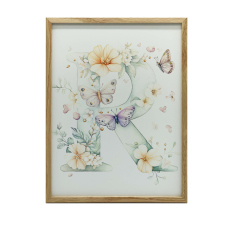 VÁSZON FESTMÉNY R BETŰ VIRÁGOK PILLANGÓK 70x100 CM KERET NÉLKÜL PREMIUM grafika, keretezett kép