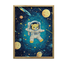VÁSZON FESTMÉNY TÉR MEDVE ASTRONAUTA KERET NÉLKÜL 30x40 CM grafika, keretezett kép