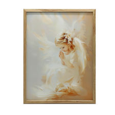 VÁSZON FESTŐ ANGYAL VIRÁGAL KERET NÉLKÜL 50x70 CM PREMIUM grafika, keretezett kép