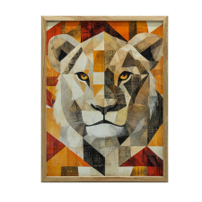  VÁSZON FESTŐ OROSZLÁN GEOMETRIÁBAN 70x100 CM KERET NÉLKÜL PREMIUM VÁSZON grafika, keretezett kép
