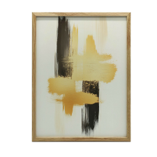 VÁSZON KÉP A FALHOZ KONTRASZT ARANY ÉS FEKETE BARNA KERET 50x70 grafika, keretezett kép