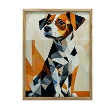  VÁSZON KÉP FALI KUTYÁHOZ GEOMETRIÁBAN KERET NÉLKÜL 50x70 CM grafika, keretezett kép