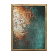 VÁSZONFESTÉS FALRA RÉZ AKCENTUS TÖRKIZ ARANY KERET 70x100 CM grafika, keretezett kép