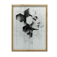 VÁSZONFESTÉS FEKETE-FEHÉR GEOMETRIC DREAM FALHOZ 40x50 grafika, keretezett kép