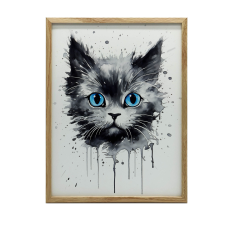 VÁSZONFESTÉS MACSKA AKVÉRVÉNYEN VÁSZON PREMIUMON 70x100 CM KERET NÉLKÜL grafika, keretezett kép