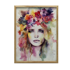 VÁSZONFESTÉS NŐI ARC KOSZORÚ KERET NÉLKÜLI 70x100 CM grafika, keretezett kép