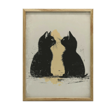 VÁSZONFESTMÉNY A FALSZERETETRE MACSKA STÍLUSBAN 40x50 CM ARANY KERET grafika, keretezett kép
