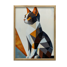VÁSZONFESTMÉNY FALMACSKA GEOMETRIÁHOZ MODERN TÁJBAN 40x50cm grafika, keretezett kép