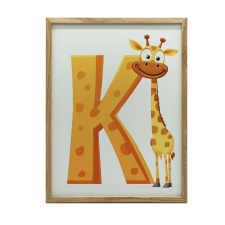 VÁSZONFESTMÉNY GYERMEK ZSIRÁFRA K BETŰVEL VÁSZON 50X70 CM KERET NÉLKÜL grafika, keretezett kép