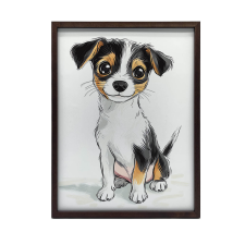  VÁSZONFESTMÉNY GYERMEKEK JACK RUSSELL TERRIER FALRA 70x100 KERET NÉLKÜL grafika, keretezett kép