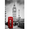  Vászonfestmény London, Big Ben, piros telefon, retro, fekete-fehér, 70 x 105 cm
