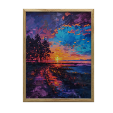 VÁSZONFESTMÉNY NAPnyugtató NAP KERET NÉLKÜL 30x40 CM PREMIUM VÁSZON grafika, keretezett kép