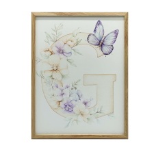  VÁSZONFESTMÉNY VIRÁGZÓ G BETŰ PIKKEL 30x40 CM KERET NÉLKÜL grafika, keretezett kép