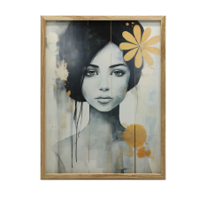 VÁSZONFESTŐ NŐ VIRÁGAL A HAJÁBAN KERET NÉLKÜL 50x70 CM grafika, keretezett kép