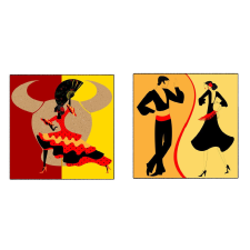  Vászonkép, 2 db-os szett, MEDIA, tánc2, 60 x 60 cm grafika, keretezett kép