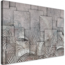  Vászonkép, 3D pálma levelek beton textúra - 60x40 cm tapéta, díszléc és más dekoráció