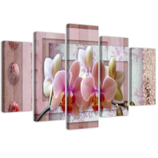  Vászonkép 5 rész, Rózsaszín orchidea - 100x70 cm tapéta, díszléc és más dekoráció