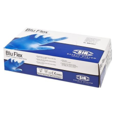 . . Védőkesztyű, egyszer használatos, latex mentes, nitril, S méret, 100 db, púder nélküli "Blu Flex"