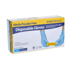  . Védőkesztyű, egyszer használatos, nitril, L méret, púder nélküli, kék
