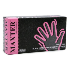 . Védőkesztyű, egyszer használatos, nitril, S méret, 100 db, púder nélküli, fekete