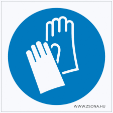 Védőkesztyű használata kötelező! Öntapadós matrica 100x100 mm védőkesztyű