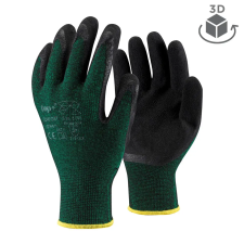  Védőkesztyű latex mártott poliészter TOP COMFORT, fekete/zöld, S védőkesztyű