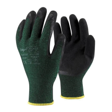  Védőkesztyű latex mártott poliészter TOP COMFORT, fekete/zöld, XXL