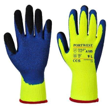. Védőkesztyű, latex, XL méret "Duo-Therm", sárga-kék védőkesztyű