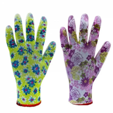  Védőkesztyű mártott poliészter TOP PU FLOWER GR, zöld alma, XL