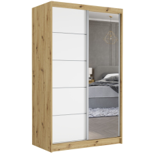  VEGA I. 120x200x60cm tolóajtós szekrény tükörrel - artisan, fehér bútor