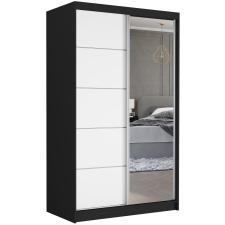  VEGA I. 120x200x60cm tolóajtós szekrény tükörrel - fekete, fehér bútor