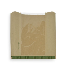 Vegware Lebomló papír zacskó, NatureFlex ablakos, 254*254mm | 1000 db/karton papírárú, csomagoló és tárolóeszköz
