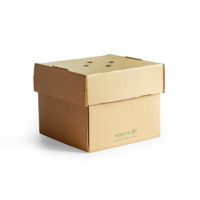 Vegware Lebomló prémium hamburgeres doboz, kraft papír (10,5x10,5cm) papírárú, csomagoló és tárolóeszköz