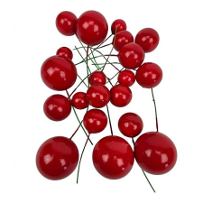  Vegyes drótos bogyó csomag, piros. 20 db/cs dekorációs kellék