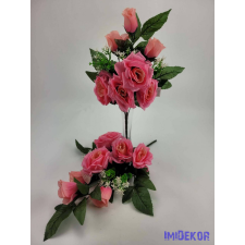  Vegyes rózsa fekvő 10 ágú selyem csokor 48 cm - Rózsaszín dekoráció
