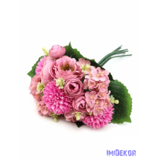  Vegyes virágos dekor csokor 33 cm - Rózsaszín dekoráció