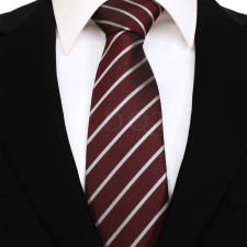  Vékony csíkos - burgundi/szürke nyakkendő