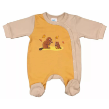  Vékony, pamut, elöl patentos kisfiú rugdalózó Hód mintával  (56) rugdalózó