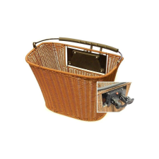 Velotech rattan hatású kosár előre, 33x22x26 cm, gyorskioldós, barna kerékpár és kerékpáros felszerelés