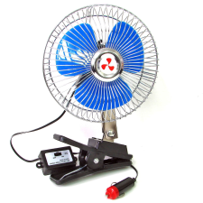 Ventilátor csipeszes rögzítéssel (kihajtott kesztyűtartóra) 17cm-es 12V oszcilláló A2128 autós kellék