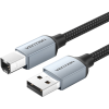 Vention Cotton Braided USB 2.0 A Male to B Male Printer Cable 1.5M Gray Aluminum Alloy Type (CTTHG)