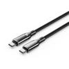 Vention Cotton Braided USB-C 2.0 5A Cable With LED Display 1.2m Black Zinc Alloy Type (TAYBAV)