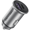Vention Two-Port USB A+C (30 W/30 W) Car Charger Gray Mini Style Aluminium Alloy Type (FFFH0)